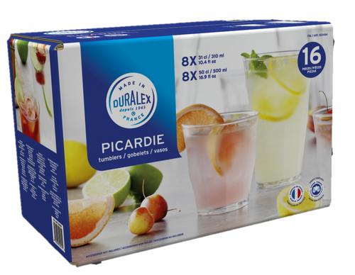 [mm] Le Picardie® - Set 16 pieces Mixed Clear Table Glass 31cl & 50cl