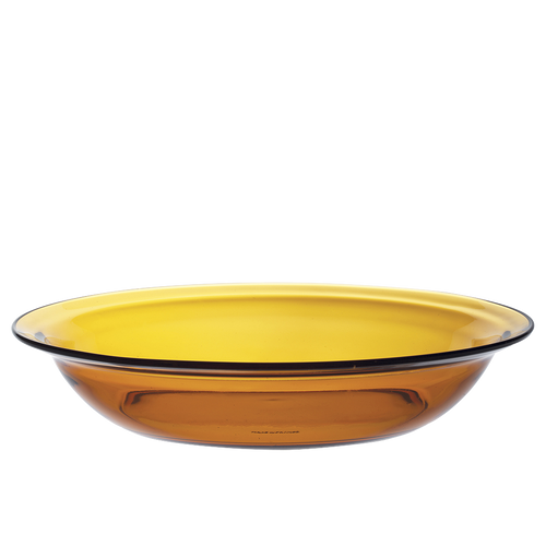 [mm]Lys - Ronde holle serveerschaal in gekleurd amber glas 28cm