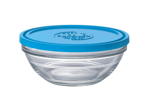 Freshbox - Set de 5 recipientes redondas transparentes con tapa azul