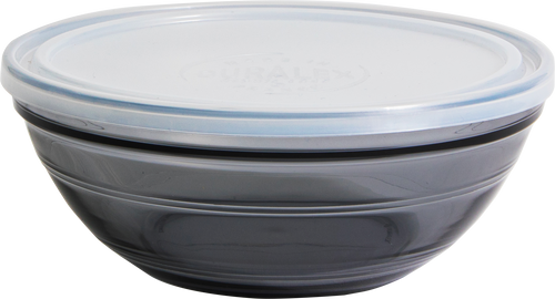 Freshbox - Caja de almacenaje redonda gris con tapa translúcida - 20,5 cm